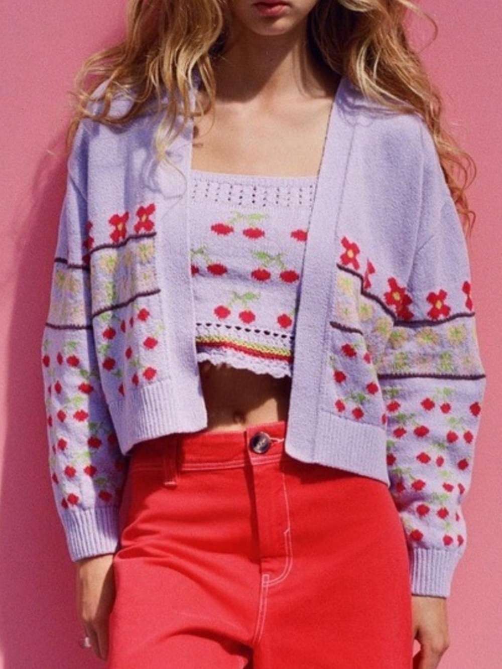 Zara Lilac Cropped Cardigan